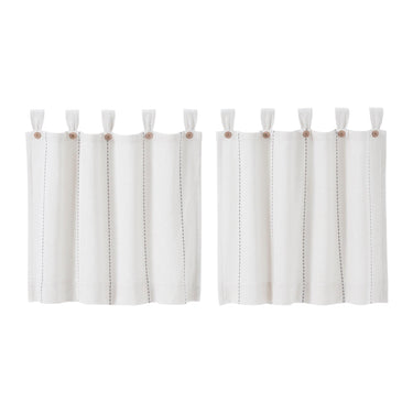 Stitched Burlap White Tier Curtain Set of 2 L24xW36 - The Fox Decor